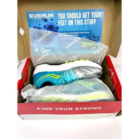 Saucony Size 10 Hurricane ISO 2 Womens Athletic Running Shoes BLUE/SILVER/CITRON - Picture 16 of 16